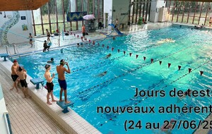 Journées tests pour les nouveaux adhérents (24 au 27 juin)